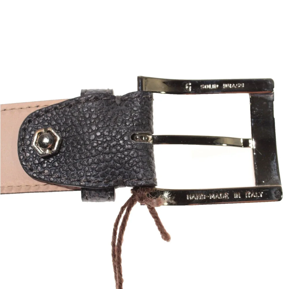 Di Bianco NWT Cut to Size Dress Belt In Solid Gray Pebbled Leather One Size